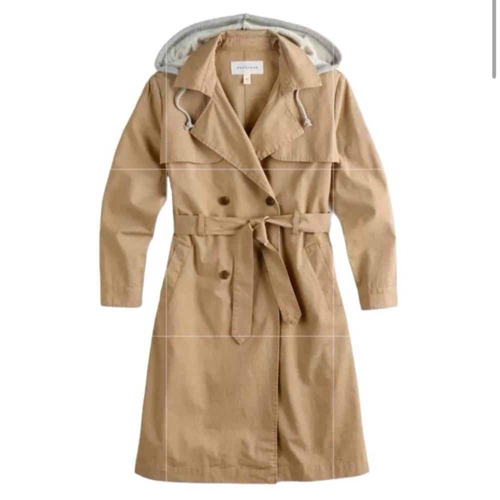 POPSUGAR Hooded Chambray Trench Coat